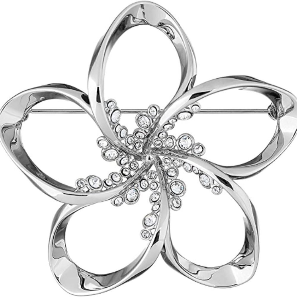 💕TED BAKER💕 *FLAWED/DEFECTIVE* Belvas Silver Crystal Blossom Brooch - Picture 2 of 8